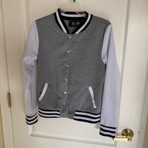 Grey and White Bomber Jacket medium